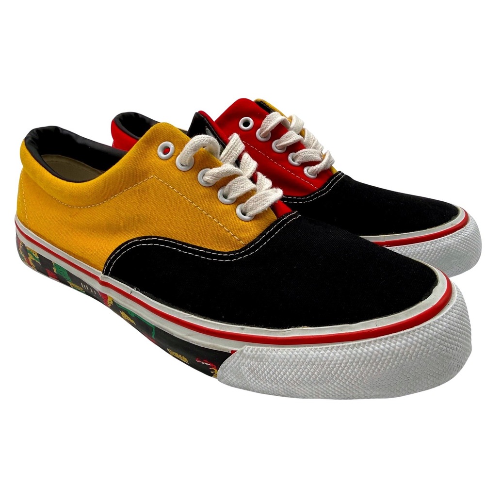 World Cup Mens Canvas Sneakers Multi Color Rasta Low Top Lace Up Shoes Size 7‎ M